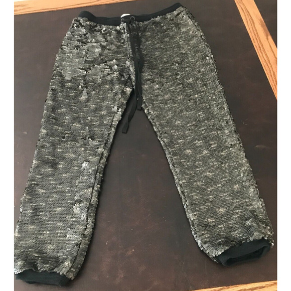 Free People Scintillating Sequin Gunmetal Gray Jogger Pants - Size Small - Picture 1 of 9